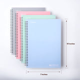 TWONE 4-Pack Spiral Notebooks, 10 x 7 Inches with 70 Sheets, 140 Grid Paper, Ideal for Math and More