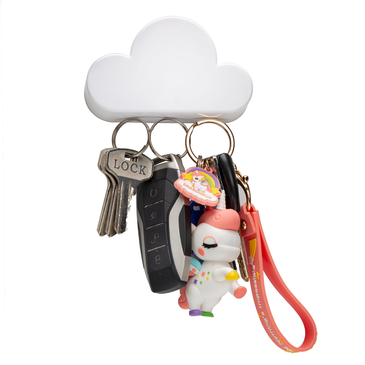 NOGIS 2 Pcs Cloud Key Holder Magnetic Key Rack Organizer Keychains Hooks  with Adhesive Magnetic Key Ring Holder, Ideal for Door, Entryway Decorative